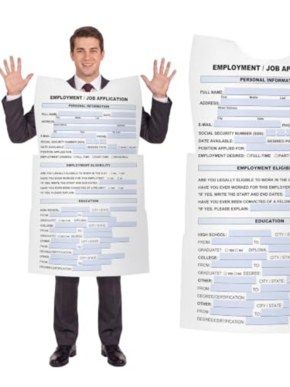 Halloween Job Application Form Felt Costume for Adult Multicolor